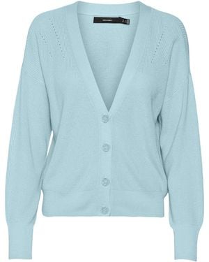 Vero Moda Vmnewlexsun Ls Short V-neck Car Ga Noos Jumper - Blue