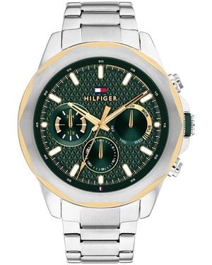 Tommy Hilfiger Reloj Analógico de Cuarzo Multifunción para Hombre con Correa de Acero Inoxidable Plateada - 1710651 - Metálico