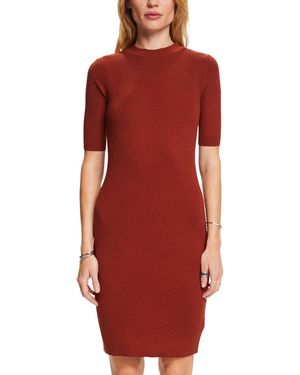 Esprit Recycelt: Rippstrickkleid - Rot
