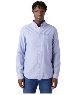 Wrangler 1 Pkt Button Down Shirt - Blue