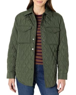 Amazon Essentials Chaqueta Acolchada Larga de Corte Holgado y con Cierre a Presión Mujer - Verde