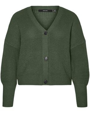 Vero Moda CURVE Vmlea-Cardigan Noos Cur con Scollo a V Maglione - Verde