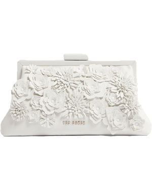 Ted Baker Pochette borsa a tracolla Fiorell Flower 3D Applique Clutch Bag White bianco - Nero