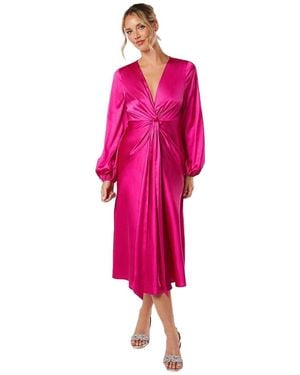 Coast Satin Twist Front Midi Dress - Pink