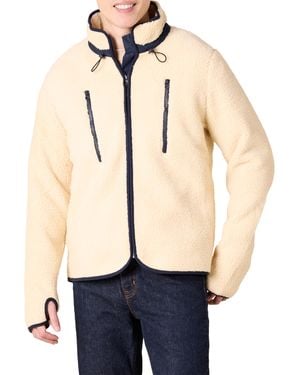 Amazon Essentials Stehkragenjacke Aus Teddy-Fleece Mit Durchgehendem Reißverschluss Und Brusttaschen - Natur