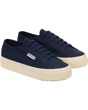 Superga Adult 2740 Linen Platform Trainers - Blue