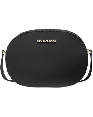 Michael Kors Borsa a tracolla Jet Set Travel Medium in pelle Saffiano Ovale - Nero