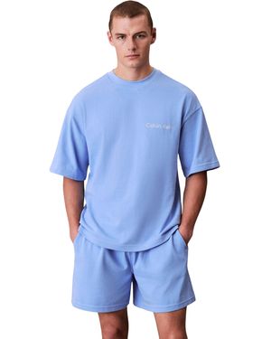 Calvin Klein Ss Tee Short Set Lv00nm2949 Other Lounge & Sleepwear - Blue