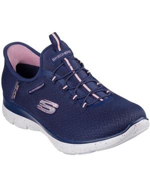 Skechers Summits Slip On Runners S Navy/coral 4 Uk - Blue