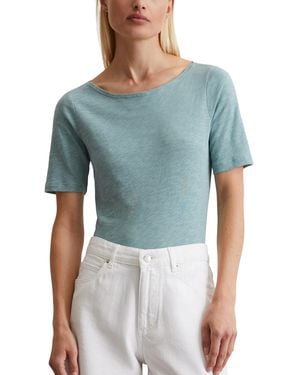 Marc O' Polo T-Shirt aus Bio-Baumwolle mit U-Boot Ausschnitt - Blau