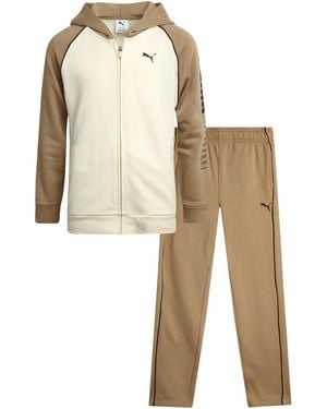 PUMA Set tuta da ragazzo – 2 pezzi in pile con zip e felpa con cappuccio e pantaloni sportivi per - Neutro