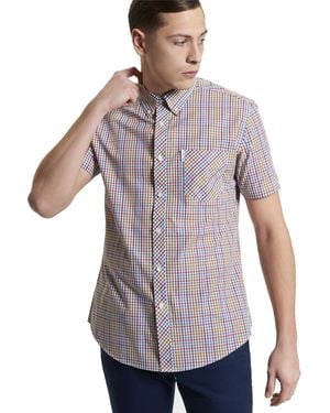 Ben Sherman S Mini Gingham Check Shirt - Purple