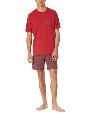 Schiesser Schlafanzug kurz Rundhals-Comfort Nightwear Pyjamaset - Rot
