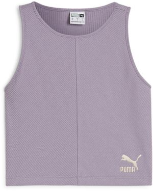 PUMA CLASSICS Geripptes Crop-Top - Lila