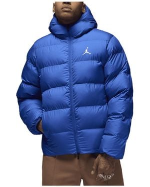 Nike Jordan Brooklyn Puffer Jacket Full-zip Hooded Jacket Game Royal Fv7317-480 Size L - Blue