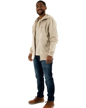 Tommy Hilfiger Uomo Felpa con Zip Flag Zip Thru con Cappuccio - Neutro