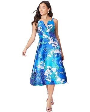 Coast Petite Notch Neck Stripe Twill Midi Dress - Blue
