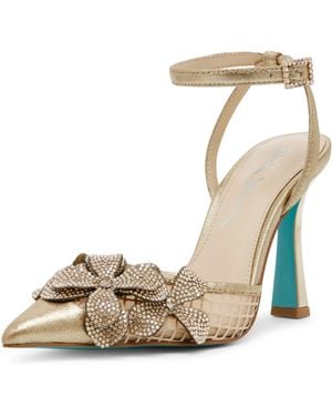 Betsey Johnson Sofya Mesh Pointed Toe Pumps - Natural