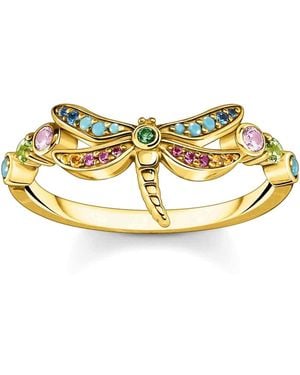 Thomas Sabo Ring Libelle mit Bunten Steinen Goldfarben TR2383-315-7-56 Ringgröße 56/17,8 - Mettallic