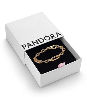 PANDORA Me Heart Link Chain Bracelet In Two-tone 14k Gold-plated And Sterling Silver For Medallion Charms - Black