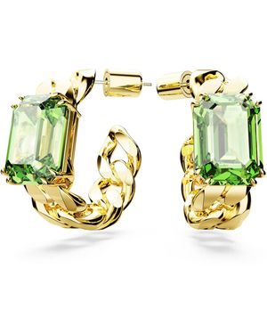 Swarovski Orecchini a cerchio millenia, taglio ottagonale, verdi, placcato color oro - Metallizzato