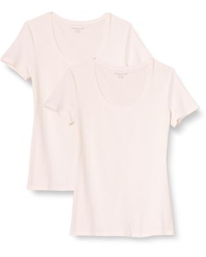 Amazon Essentials 2-pack Classic-fit T-shirt Met Korte Mouwen,wit/wit,3xl-4xl - Roze
