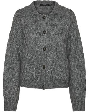 Vero Moda VMCARLIE LS Polo Neck Cardigan GA - Grau