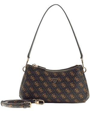 Guess Noelle Ii 3 Comp Shoulder Bag Xbody Brown Logo Dark Brown - Multicolour