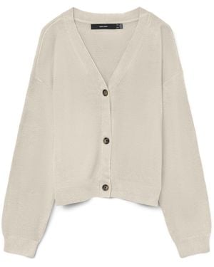 Vero Moda Vmsaba Full Needle Ls V-Neck Cardi Noos - Weiß