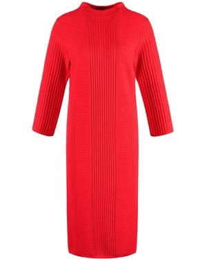 Gerry Weber Figurbetontes Kleid aus Rippstrick halber Arm - Rot