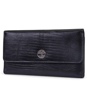 Timberland Leather RFID Flap Wallet Clutch Organizer - Nero