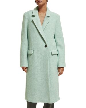 Scotch & Soda Green Melange Single Breasted Boucle Coat - Grün