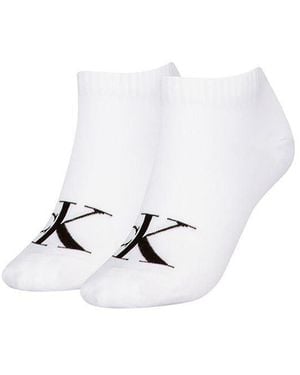 Calvin Klein Socks Organic Cotton Monogram Quarter - Bianco