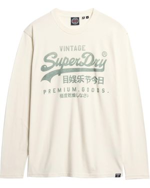 Superdry Langärmeliges Oberteil mit klassischer Grafik Ecru XXL - Natur