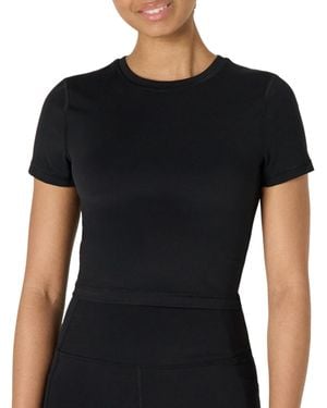 Amazon Essentials Active Formflex Buttery Soft Short Sleeve Slim Fit Crop Layering Workout Top - Black