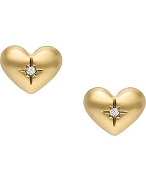 Fossil Sadie Gold-tone Stainless Steel Earring - Metallic