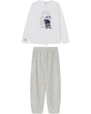 Women'secret Pijama de ga Pantalón Largo Colección Multilicense Cottage - Blanco