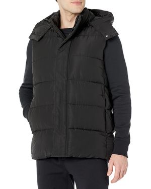 Amazon Essentials Smanicato con Cappuccio in Poliestere Riciclato Impermeabile dalla vestibilità Comoda - Nero