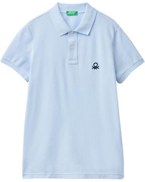 Benetton Polo Celeste Slim Fit - Blu