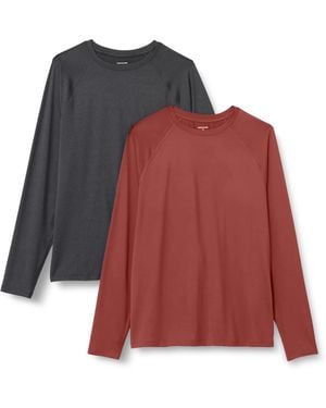 Amazon Essentials T-shirt Léger Stretch à ches Longues Active Quick Dry - Rouge