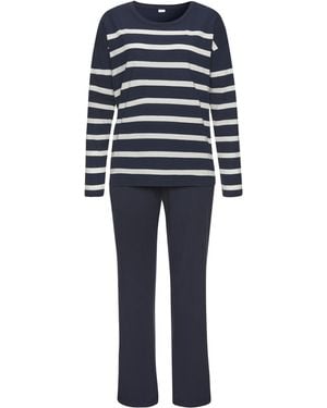 S.oliver Langer Pyjama im maritimen Streifenlook - Blau