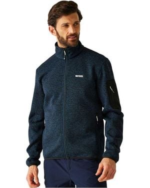 Regatta Hombre Newhill con cremallera completa forro polar elástico cálido Outdoor Winter Layer top - Azul