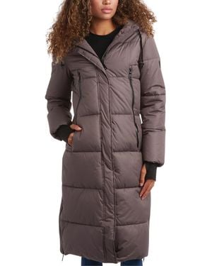 Steve Madden Heavyweight Insulated Hooded Maxi Puffer Jacket With Weatherproof - Brown