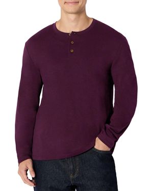 Amazon Essentials Men's (demi's Pick) Relaxed-fit Long-sleeve Henley, Burgundy, Xl - Purple