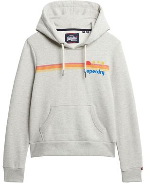 Superdry Hoodie mit Regenbogenstreifen Gletschergrau Meliert 42 - Weiß