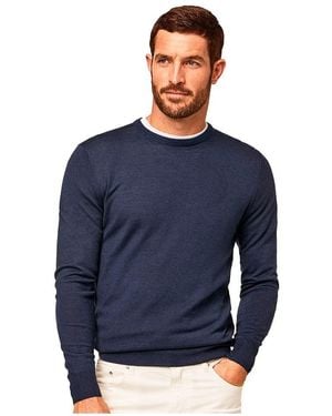 Hackett GMD Merino Silk Crew Pullover - Blau