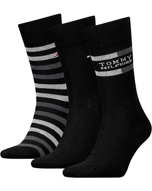 Tommy Hilfiger 8719965009202 Th Men Sock 3p Giftbox Tommy Stripe - Zwart