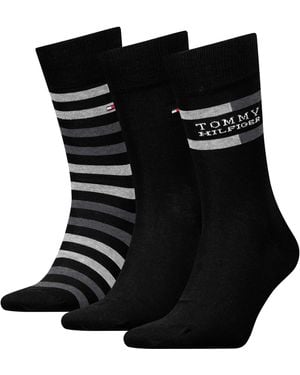 Tommy Hilfiger TH MEN SOCK 3P GIFTBOX TOMMY STRIPE - Schwarz