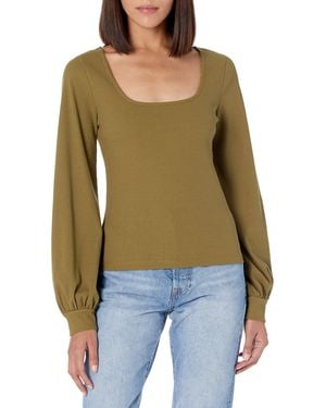 The Drop @lucyswhims Square-neck Balloon-sleeve Top - Green