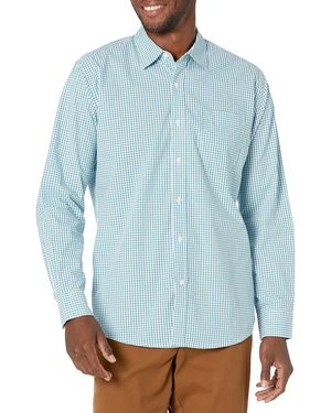 Amazon Essentials Camisa Informal de Popelina con ga Larga y Corte Recto Hombre - Azul